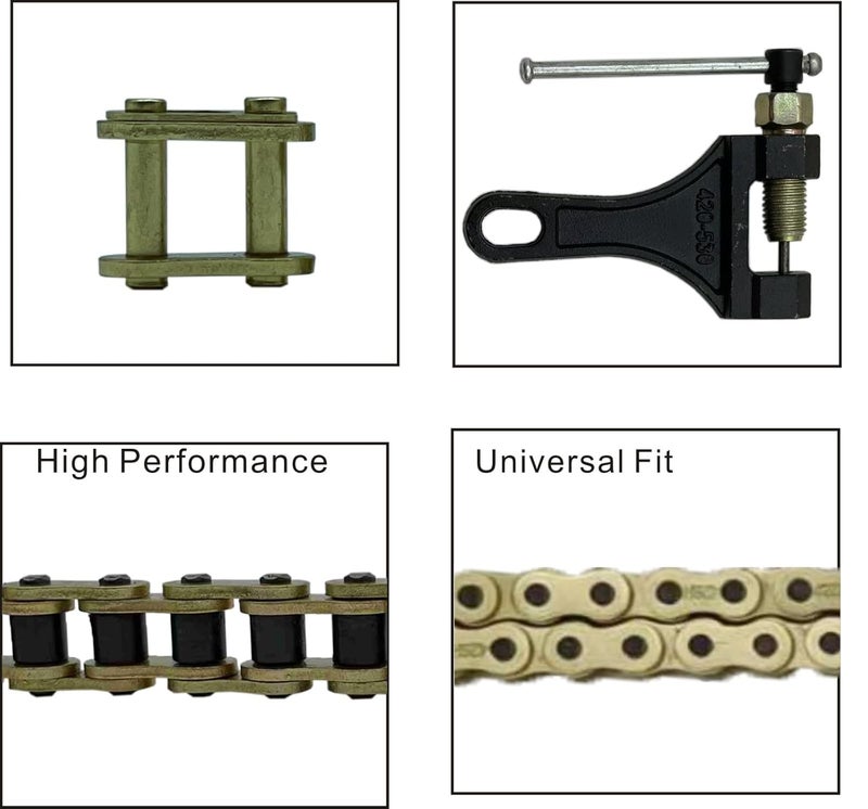 LUSM 428H Motorcycle Gold Chain 130 Links with Chain Breaker for 125 150 200cc Motorcycle Mini Bike Dirt Bike Go Kart Compatible with SSR TaoTao Coolster Apollo Baja Kazuma Chinese ATV - Image 5